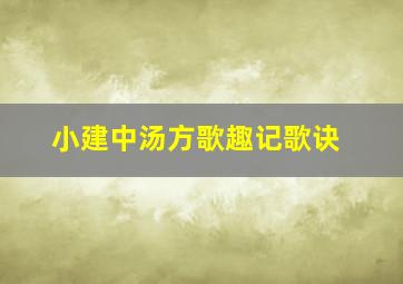 小建中汤方歌趣记歌诀