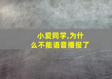 小爱同学,为什么不能语音播报了