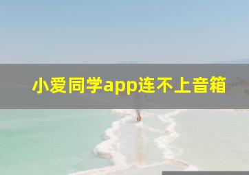 小爱同学app连不上音箱