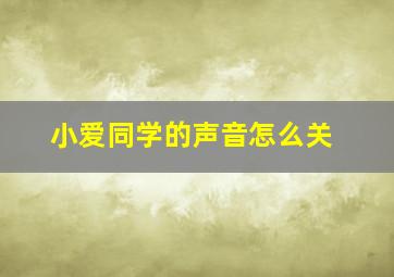 小爱同学的声音怎么关