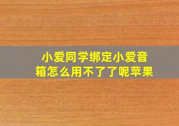 小爱同学绑定小爱音箱怎么用不了了呢苹果