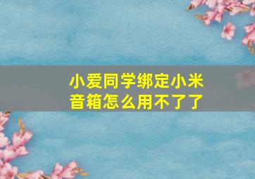 小爱同学绑定小米音箱怎么用不了了