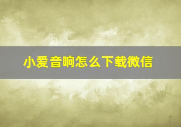 小爱音响怎么下载微信