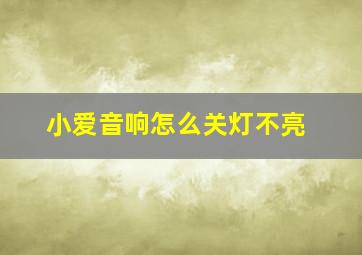 小爱音响怎么关灯不亮