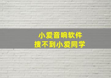 小爱音响软件搜不到小爱同学