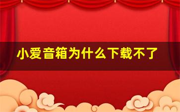 小爱音箱为什么下载不了