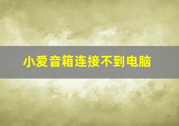 小爱音箱连接不到电脑