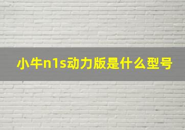 小牛n1s动力版是什么型号