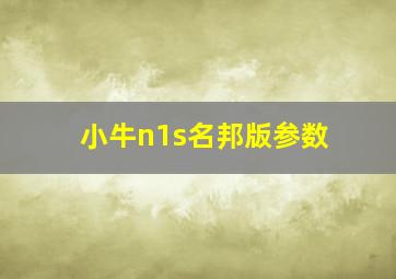 小牛n1s名邦版参数