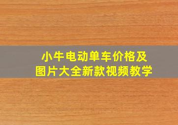 小牛电动单车价格及图片大全新款视频教学