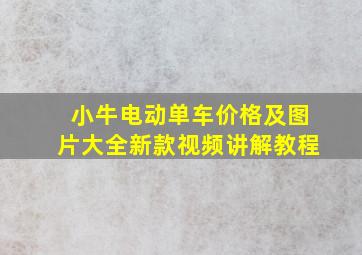 小牛电动单车价格及图片大全新款视频讲解教程