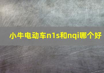 小牛电动车n1s和nqi哪个好