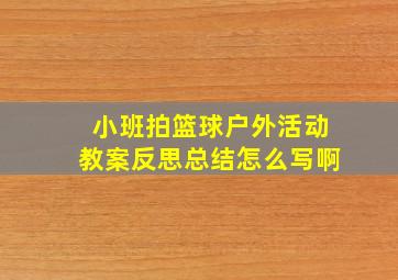 小班拍篮球户外活动教案反思总结怎么写啊