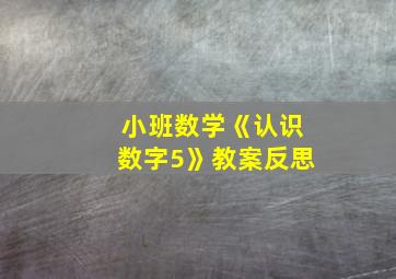 小班数学《认识数字5》教案反思