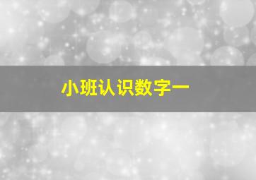 小班认识数字一