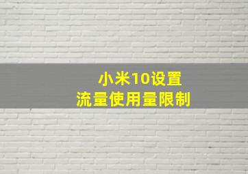 小米10设置流量使用量限制