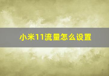 小米11流量怎么设置