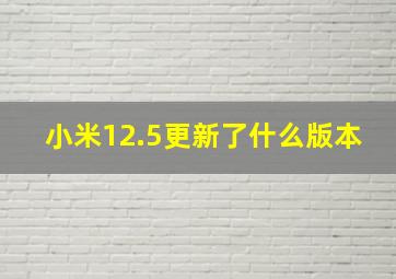 小米12.5更新了什么版本