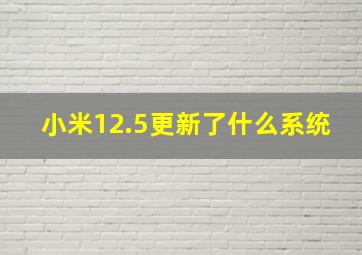 小米12.5更新了什么系统