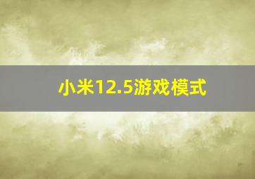 小米12.5游戏模式