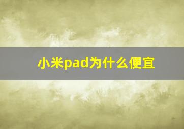 小米pad为什么便宜