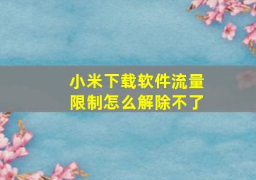 小米下载软件流量限制怎么解除不了