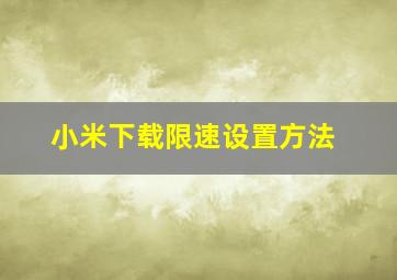 小米下载限速设置方法