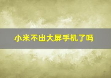 小米不出大屏手机了吗