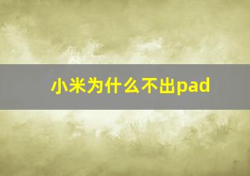 小米为什么不出pad