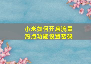 小米如何开启流量热点功能设置密码