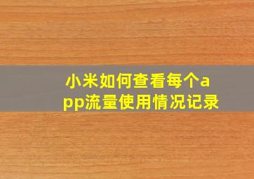 小米如何查看每个app流量使用情况记录