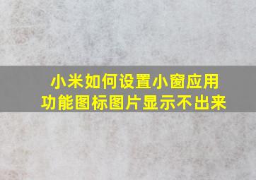 小米如何设置小窗应用功能图标图片显示不出来