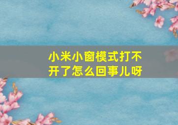 小米小窗模式打不开了怎么回事儿呀