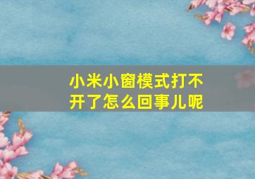 小米小窗模式打不开了怎么回事儿呢