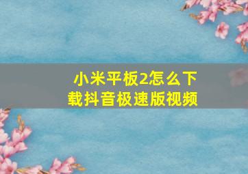 小米平板2怎么下载抖音极速版视频