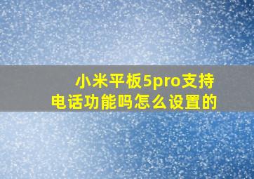 小米平板5pro支持电话功能吗怎么设置的