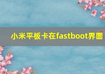 小米平板卡在fastboot界面