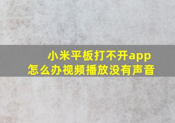 小米平板打不开app怎么办视频播放没有声音