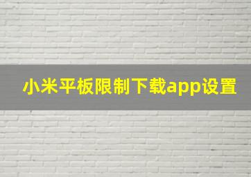 小米平板限制下载app设置