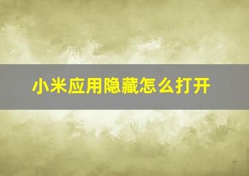 小米应用隐藏怎么打开