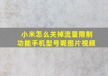 小米怎么关掉流量限制功能手机型号呢图片视频