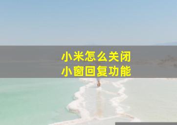 小米怎么关闭小窗回复功能