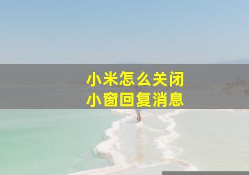 小米怎么关闭小窗回复消息