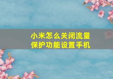 小米怎么关闭流量保护功能设置手机