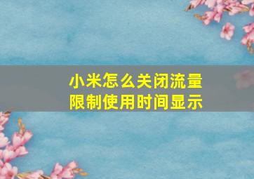 小米怎么关闭流量限制使用时间显示