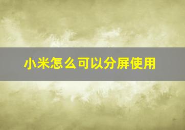 小米怎么可以分屏使用