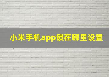 小米手机app锁在哪里设置