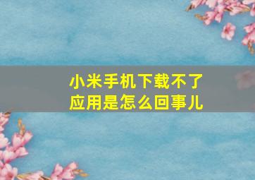 小米手机下载不了应用是怎么回事儿