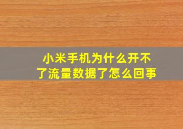 小米手机为什么开不了流量数据了怎么回事