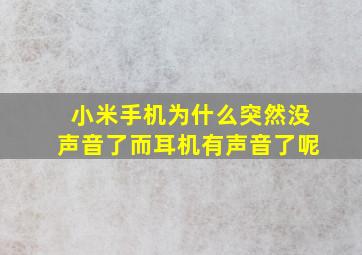 小米手机为什么突然没声音了而耳机有声音了呢